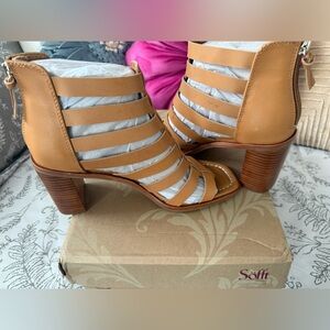 Sofft Tan Strappy Heeled Boots